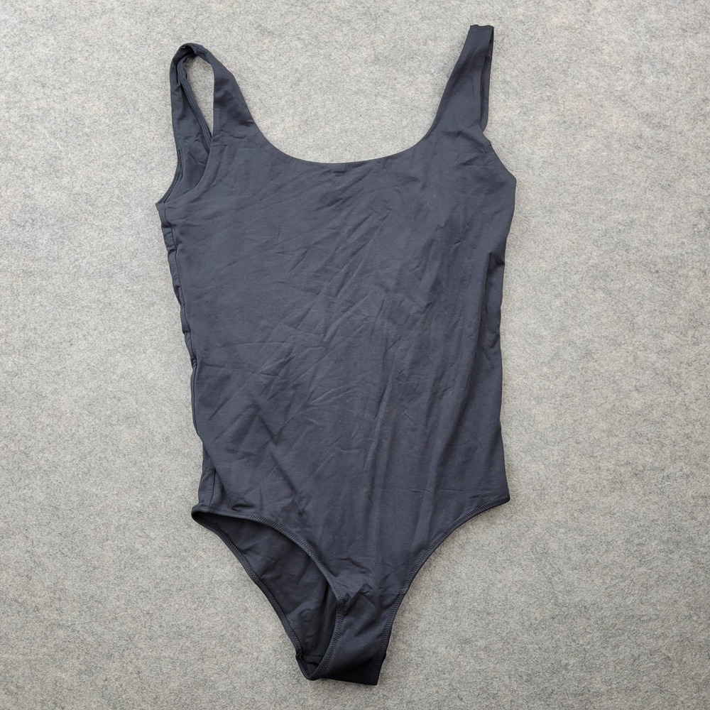 Everlane Supima Cotton Bodysuit XS Black Scoop Neck Low Back Sleeveless Tank